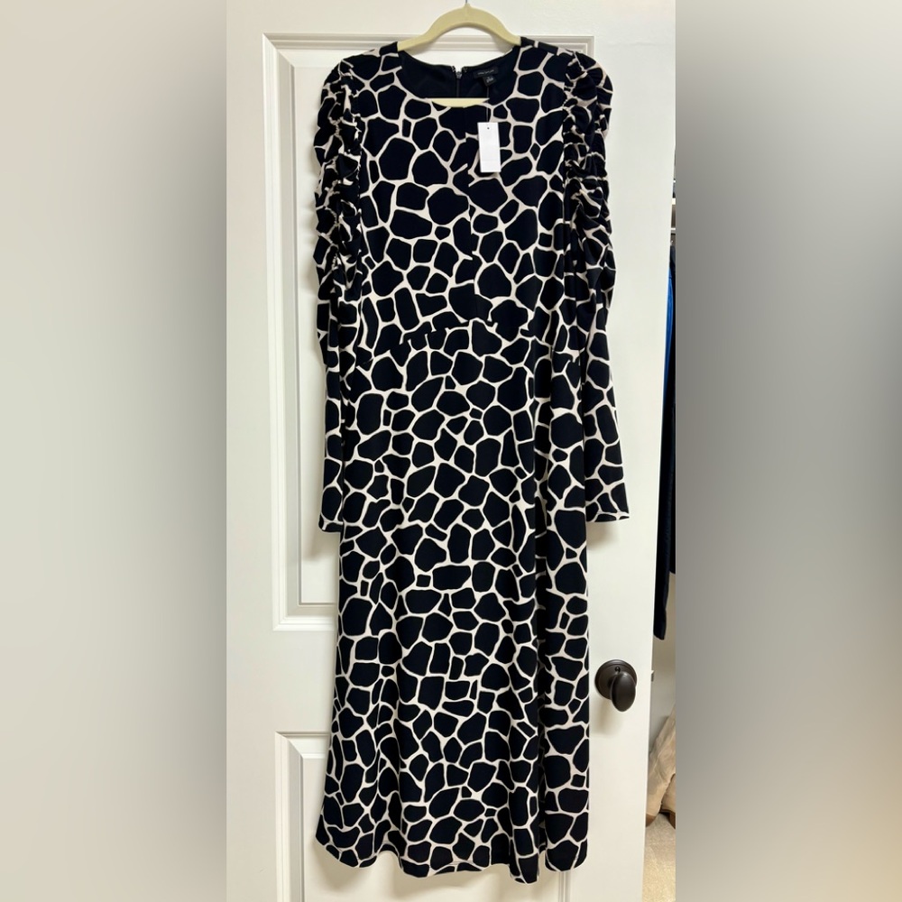 Ann Taylor Black and Cream Long Sleeve Dress